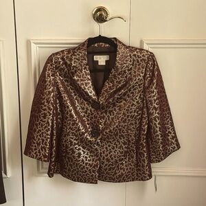 Michael Kors Sparkly Chocolate Animal Print Jacket Blazer Size 8P.